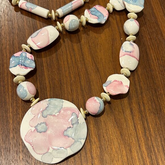 Vintage Hand Painted Japanese 32" Necklace - Picture 5 of 11